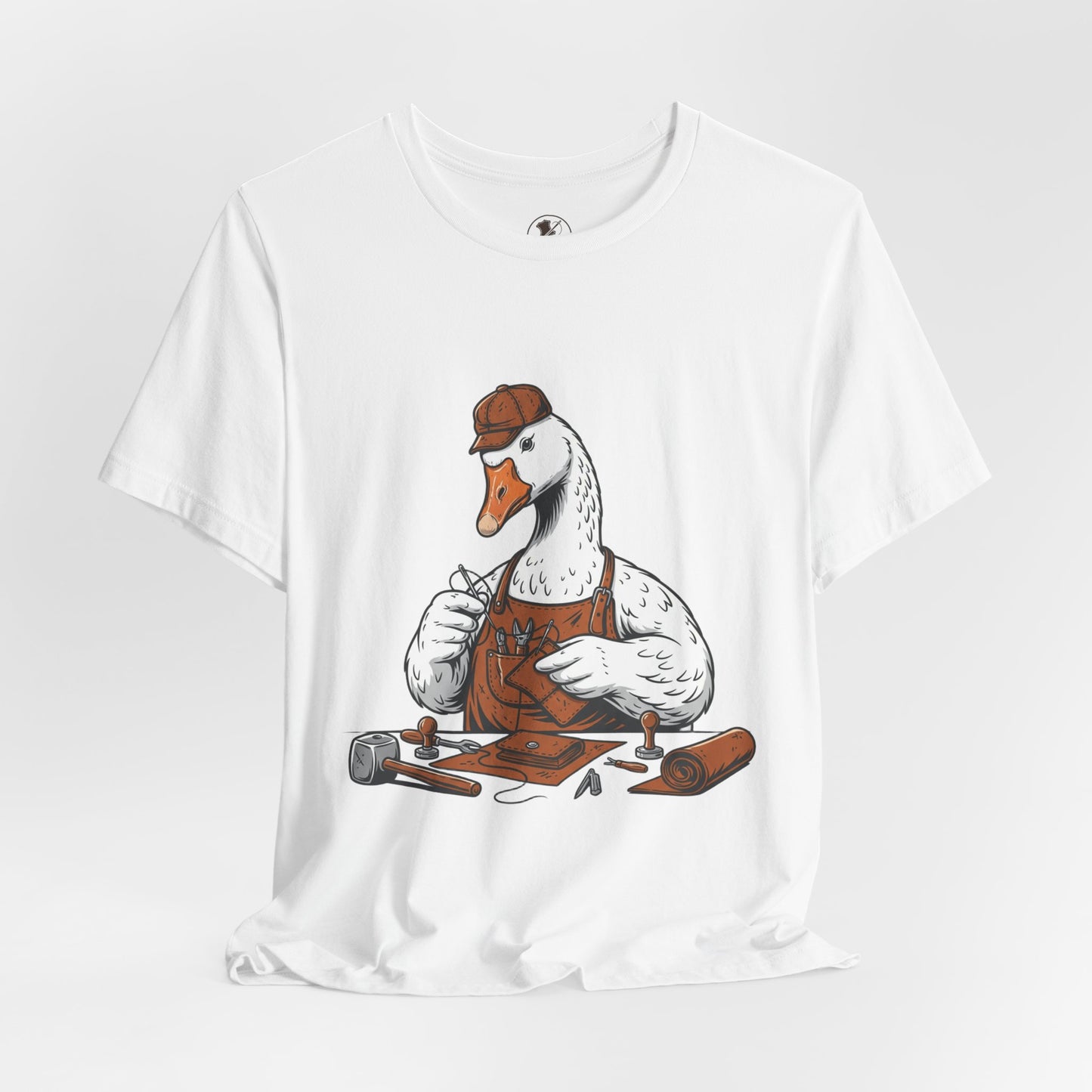 Creative Duck Artisan Tee - Unisex Graphic T-Shirt, Unique Gift for Crafters, Fun Animal Shirt, Artisan Duck Tee - ArtOm_farm™ LEATHER