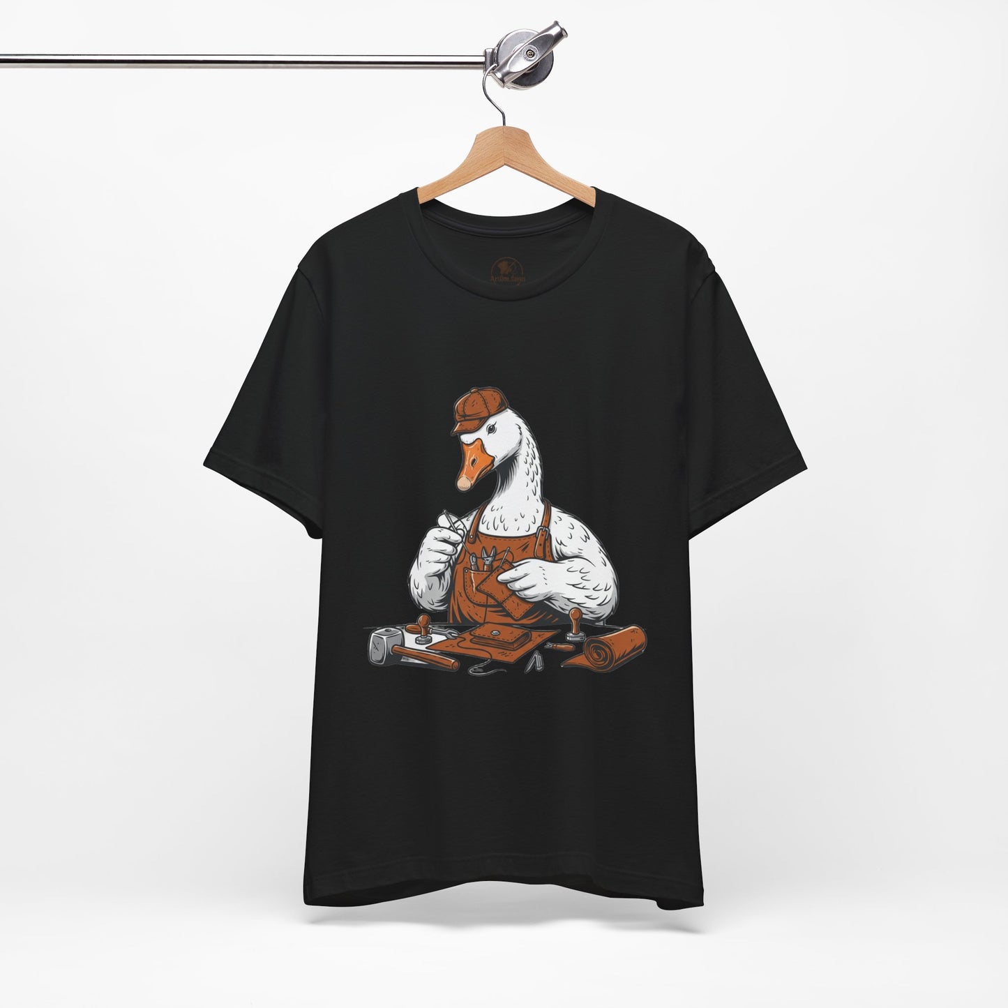 Creative Duck Artisan Tee - Unisex Graphic T-Shirt, Unique Gift for Crafters, Fun Animal Shirt, Artisan Duck Tee - ArtOm_farm™ LEATHER