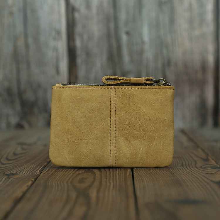 Men's Retro Leather Coin Purse in Crazy Horse Leather