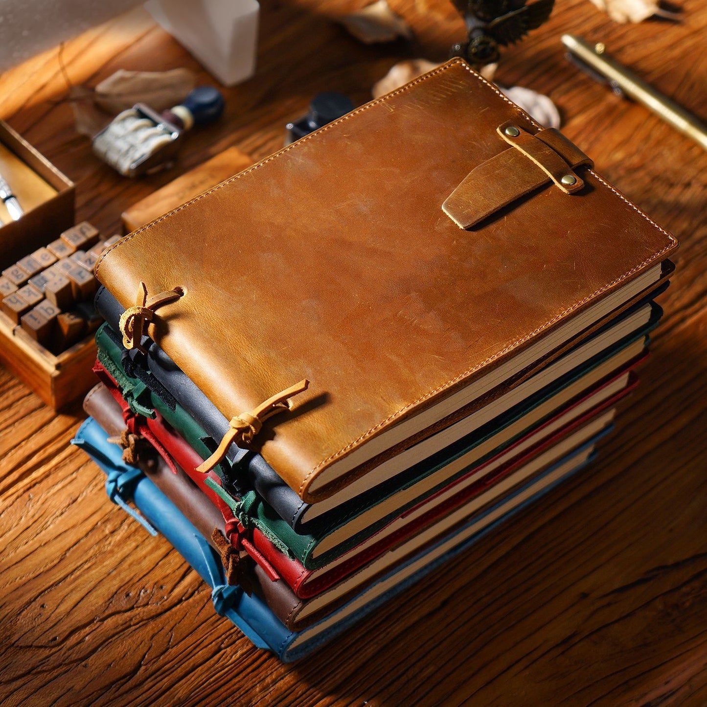 Vintage Leather Handmade Notebook - Genuine Leather Rope Bound Journal for Notes and Painting - ArtOm_farm™ LEATHER