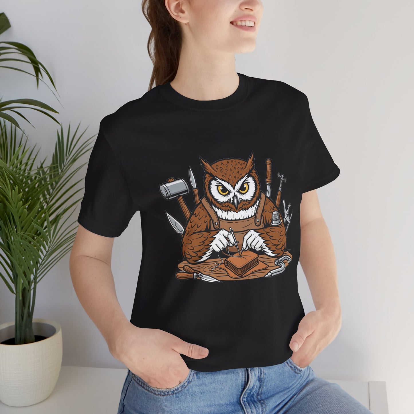 Owl Artisan Tee - Perfect Gift for Craft Lovers and Nature Enthusiasts, Handmade Casual Wear - ArtOm_farm™ LEATHER