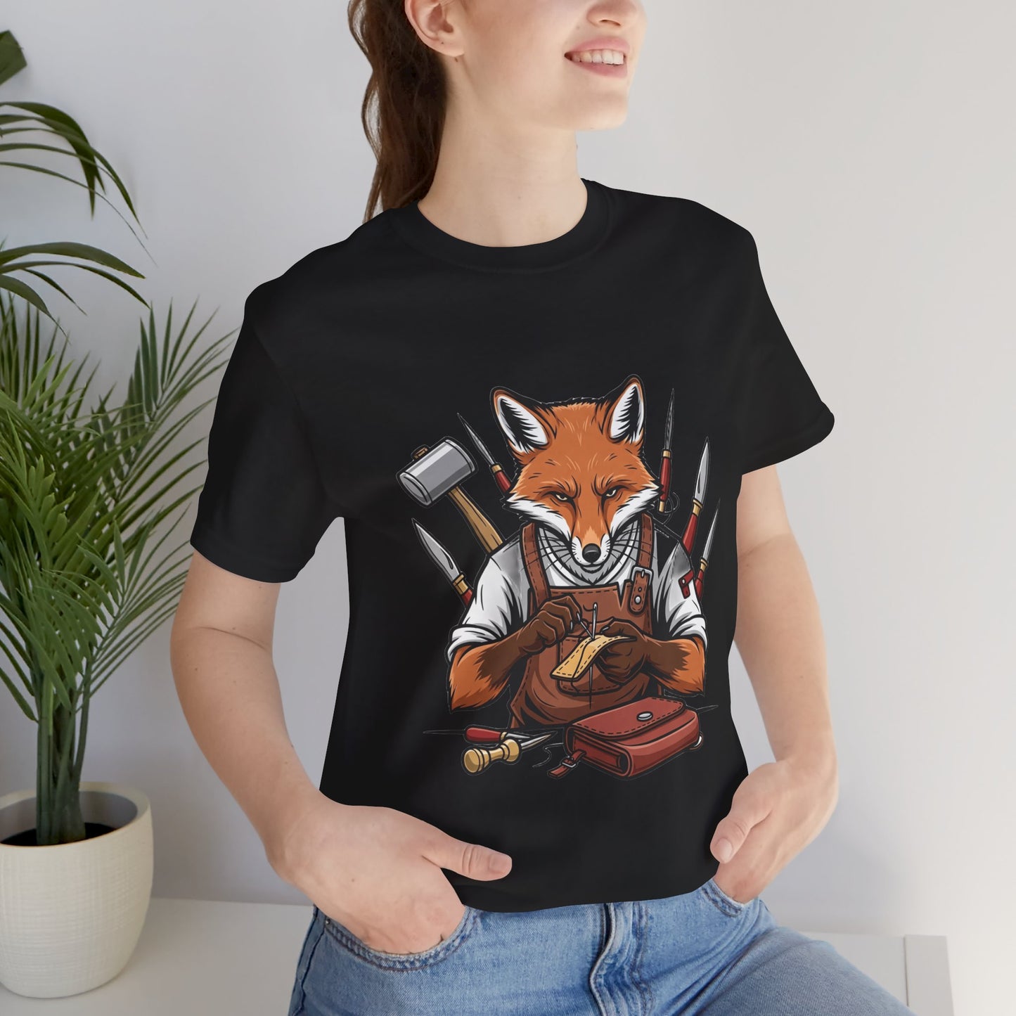 Crafty Fox T-Shirt - Funny Artisan Tee for Crafters, Perfect Gift for Art Lovers, Unique Handmade Vibes - ArtOm_farm™ LEATHER