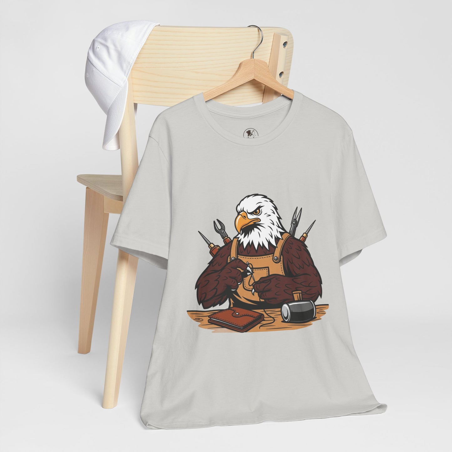 Crafty Eagle DIY Shirt - Unisex Tee for Crafters, Eagle Graphic Design, Gift for Men and Women - ArtOm_farm™ LEATHER