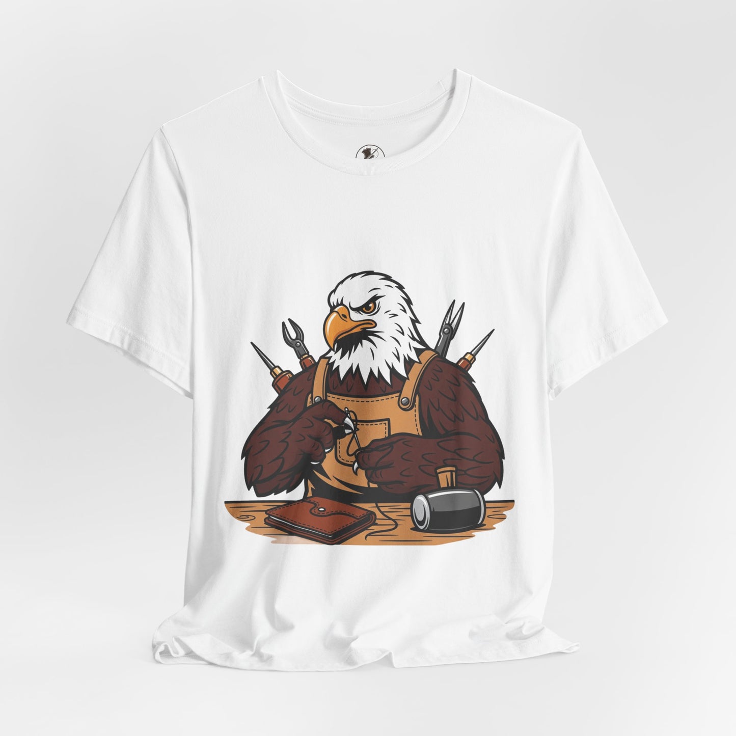 Crafty Eagle DIY Shirt - Unisex Tee for Crafters, Eagle Graphic Design, Gift for Men and Women - ArtOm_farm™ LEATHER