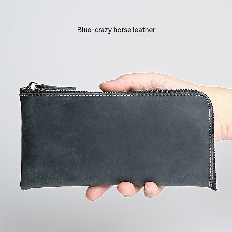 Men's Genuine Leather Wallet Crazy Horse Skin Ultra Thin Handmade Mini Change Wrap Coat Cowhide - ArtOm_farm™ LEATHER