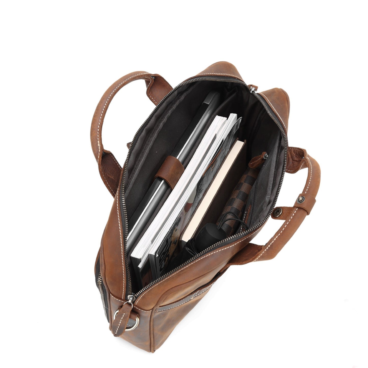 Horse Leather Men's Shoulder Bag - Stylish Leather Laptop Briefcase for Everyday Use - ArtOm_farm™ LEATHER