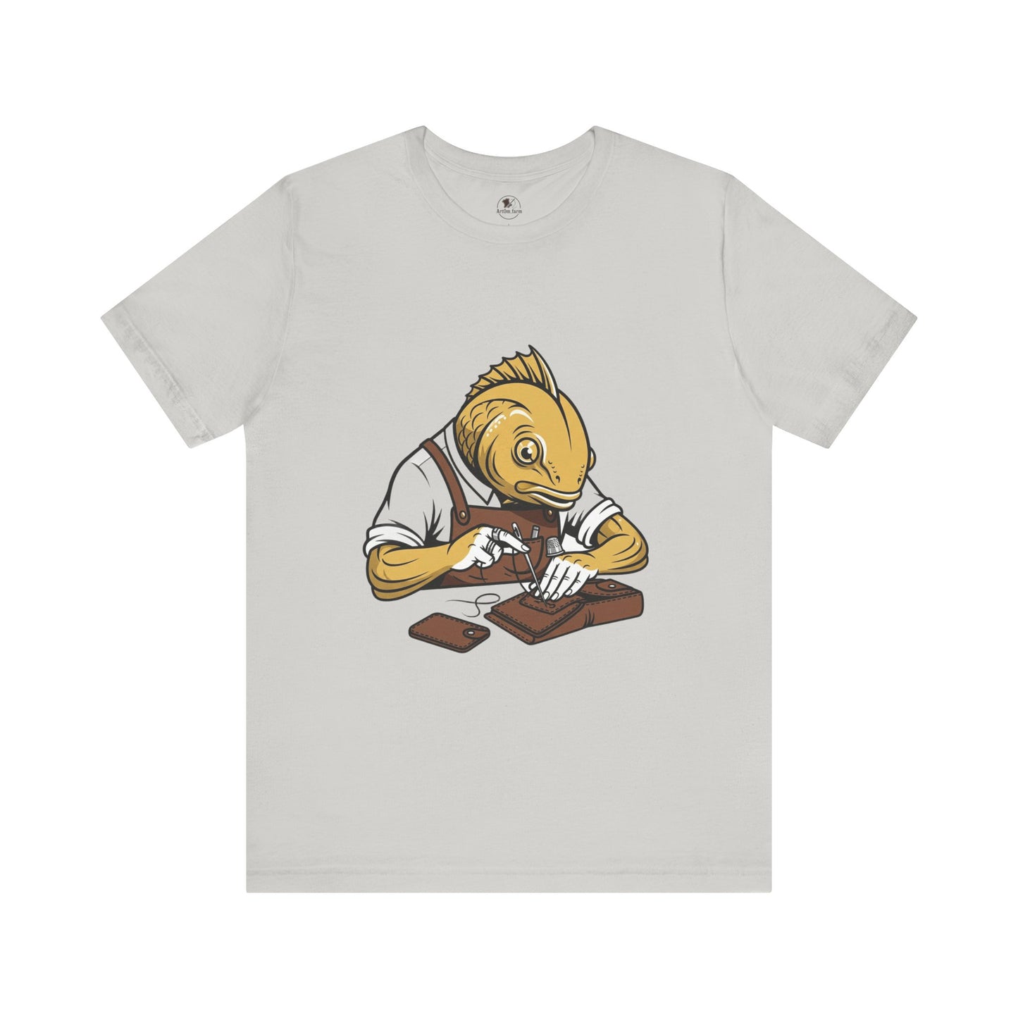 Creative Fish Artist Tee - Unique Graphic Tee for Art Lovers, Eco-Friendly Casual Wear - ArtOm_farm™ LEATHER