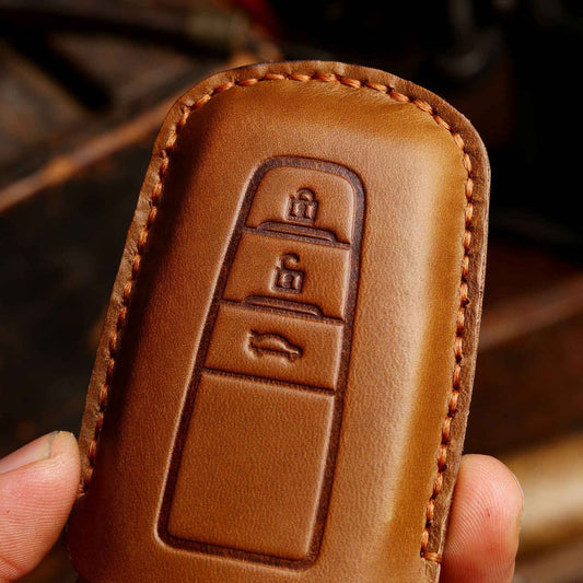 Leather Car Key Case - Crazy Horse Genuine Leather Key Holder Cover for Car Remote