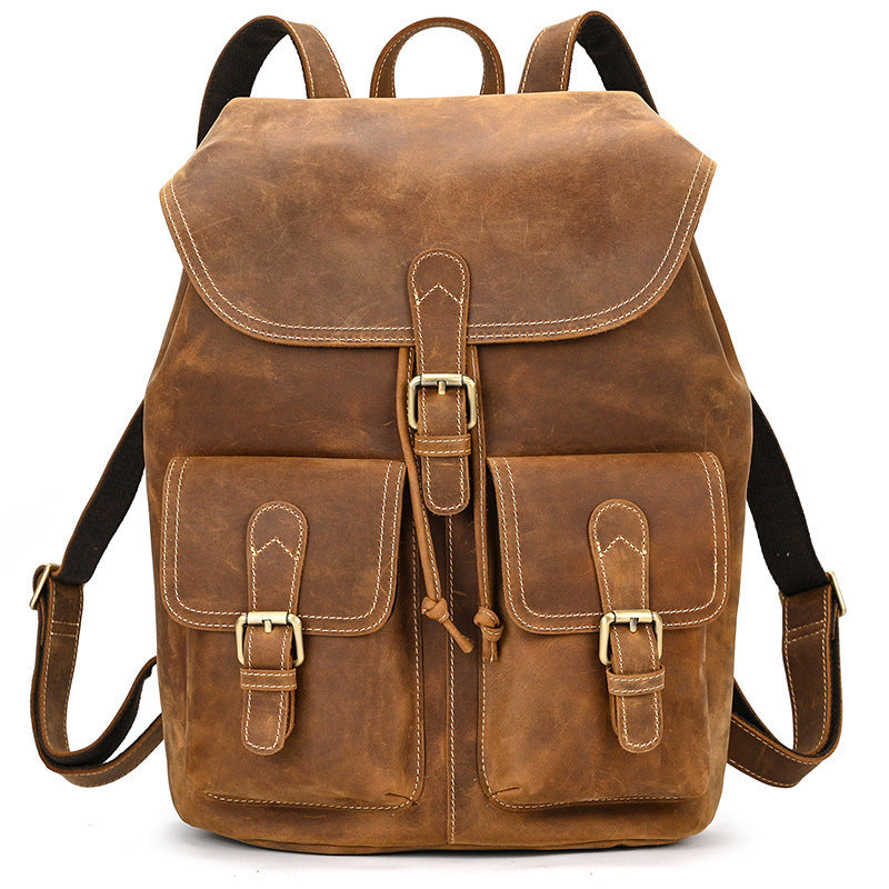 Casual Retro Leather Backpack for Adventurous Travel - ArtOm_farm™ LEATHER