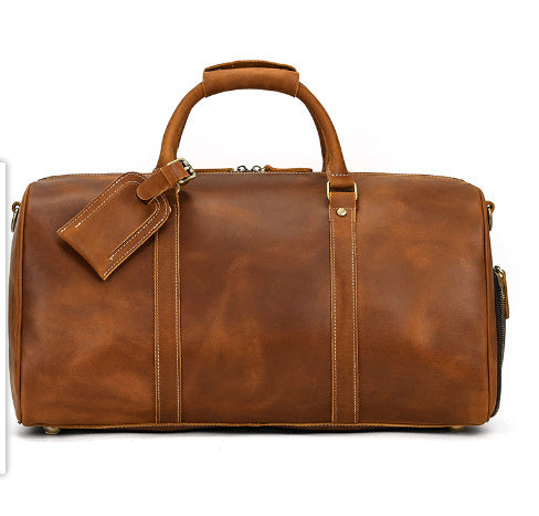 Leather Travel Bag - Crazy Horse Leather Retro Duffel Bag - ArtOm_farm™ LEATHER