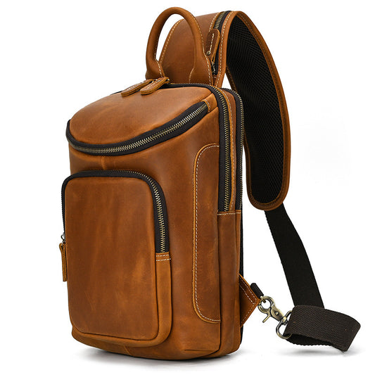 Men's Retro Shoulder Bag - Crazy Horse Skin Shoulder Bag - ArtOm_farm™ LEATHER