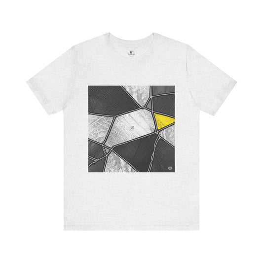 Stylish Geometric Graphic Tee - Modern Art T-Shirt for Casual Wear | Unisex Short Sleeve Shirt, Perfect Gift for Art Lovers and Unique Personal Style - ArtOm_farm™ LEATHER