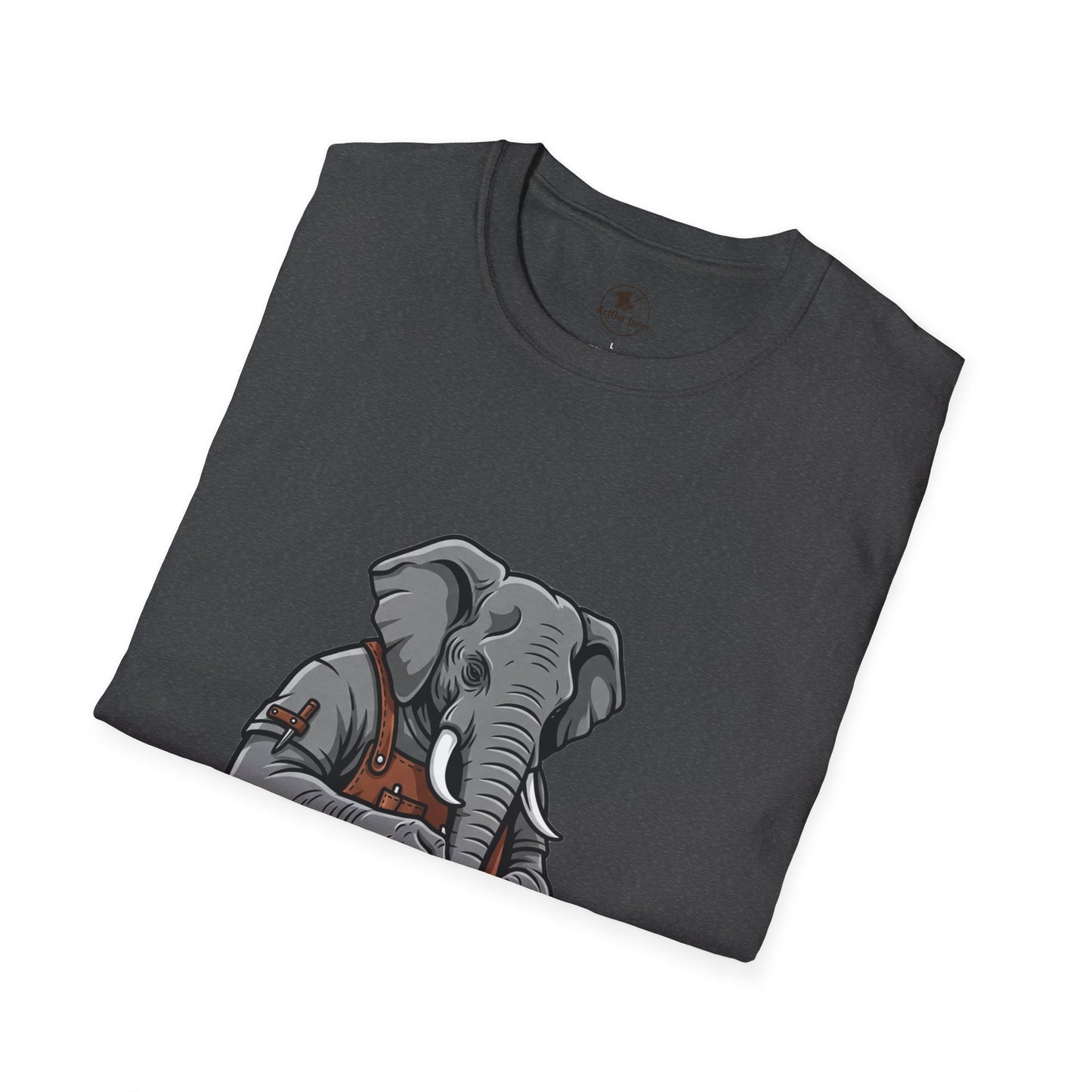 Elephant Craft T-Shirt - Unisex Softstyle Tee for Animal Lovers and Perfect Gift for Him/Her - ArtOm_farm™ LEATHER