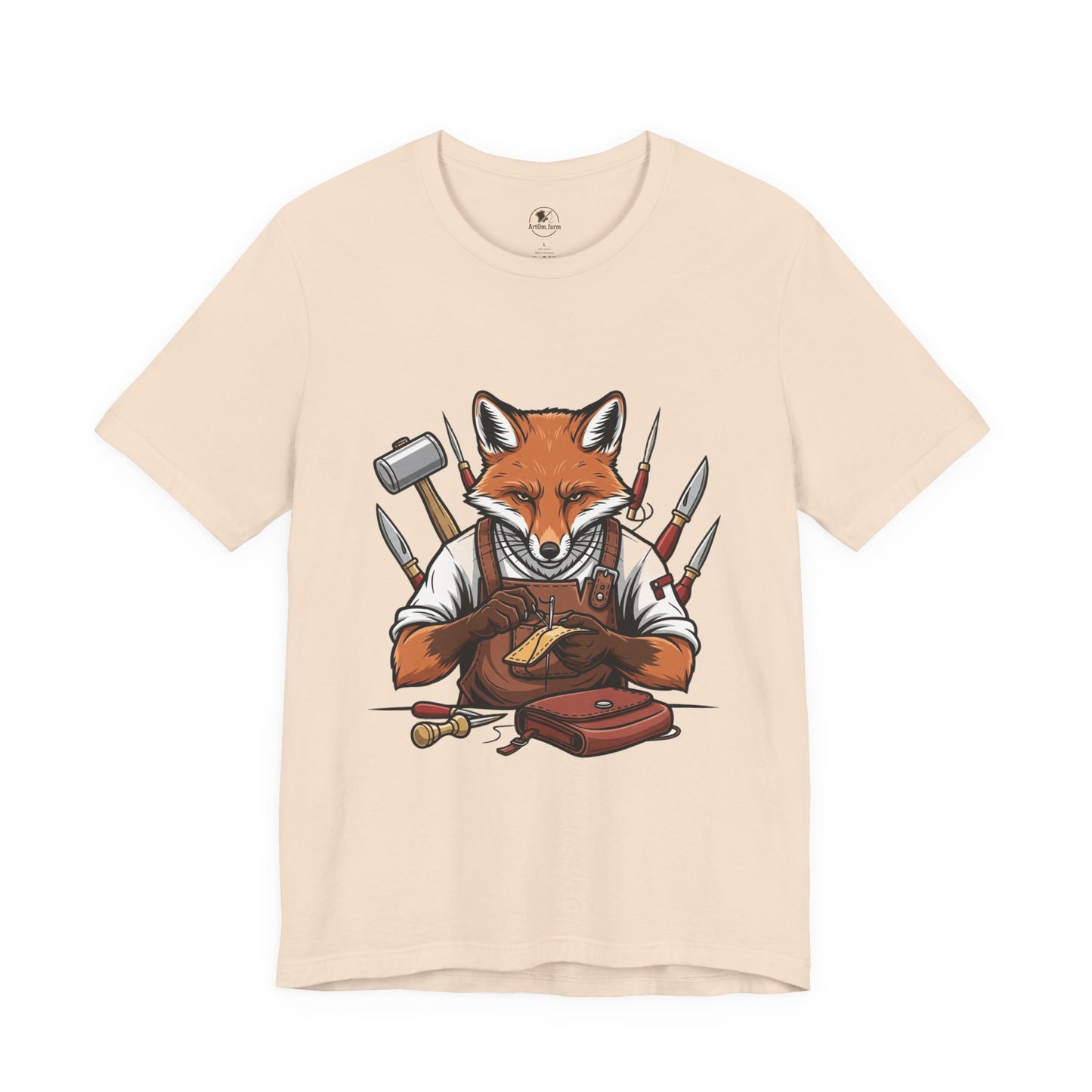 Crafty Fox T-Shirt - Funny Artisan Tee for Crafters, Perfect Gift for Art Lovers, Unique Handmade Vibes - ArtOm_farm™ LEATHER