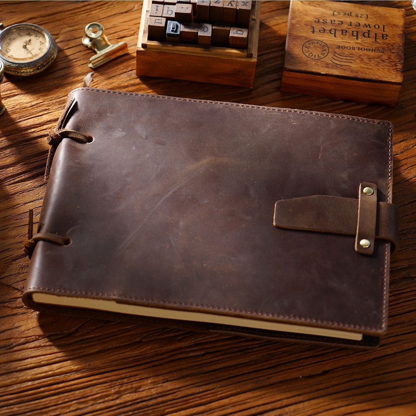 Vintage Leather Handmade Notebook - Genuine Leather Rope Bound Journal for Notes and Painting - ArtOm_farm™ LEATHER