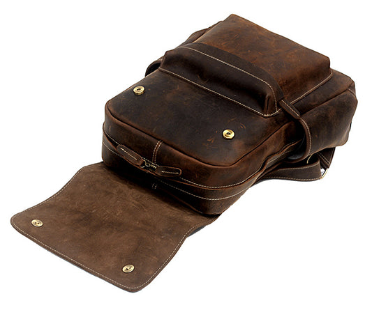 Crazy Horse Men's Leather Backpack - Korean Style Retro Design - ArtOm_farm™ LEATHER