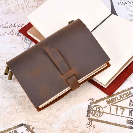 Vintage Leather Diary - Genuine Crazy Horse Leather Journal in Vintage Style - ArtOm_farm™ LEATHER