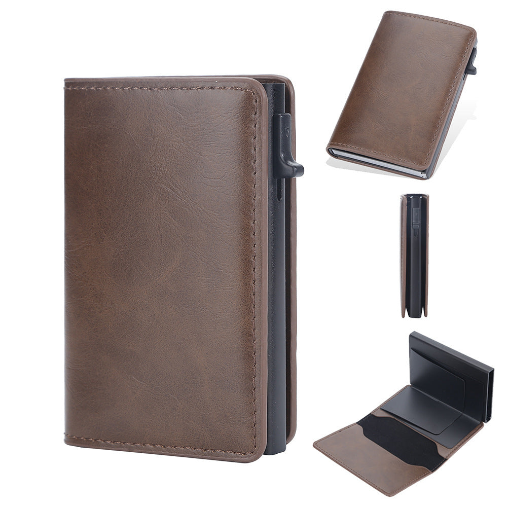 Crazy Horse Leather Card Clamp for Men - Anti-Degaussing Protection - ArtOm_farm™ LEATHER