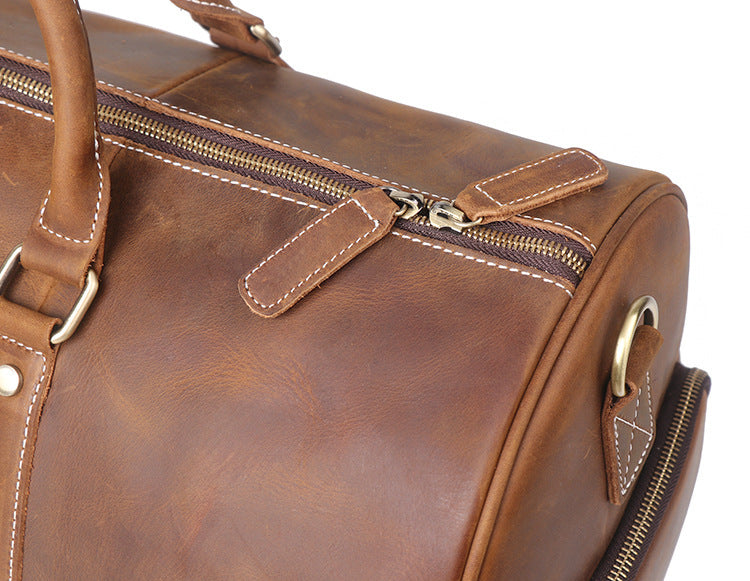Retro Leather Travel Bag - Crazy Horse Leather Handy Fitness Luggage - ArtOm_farm™ LEATHER
