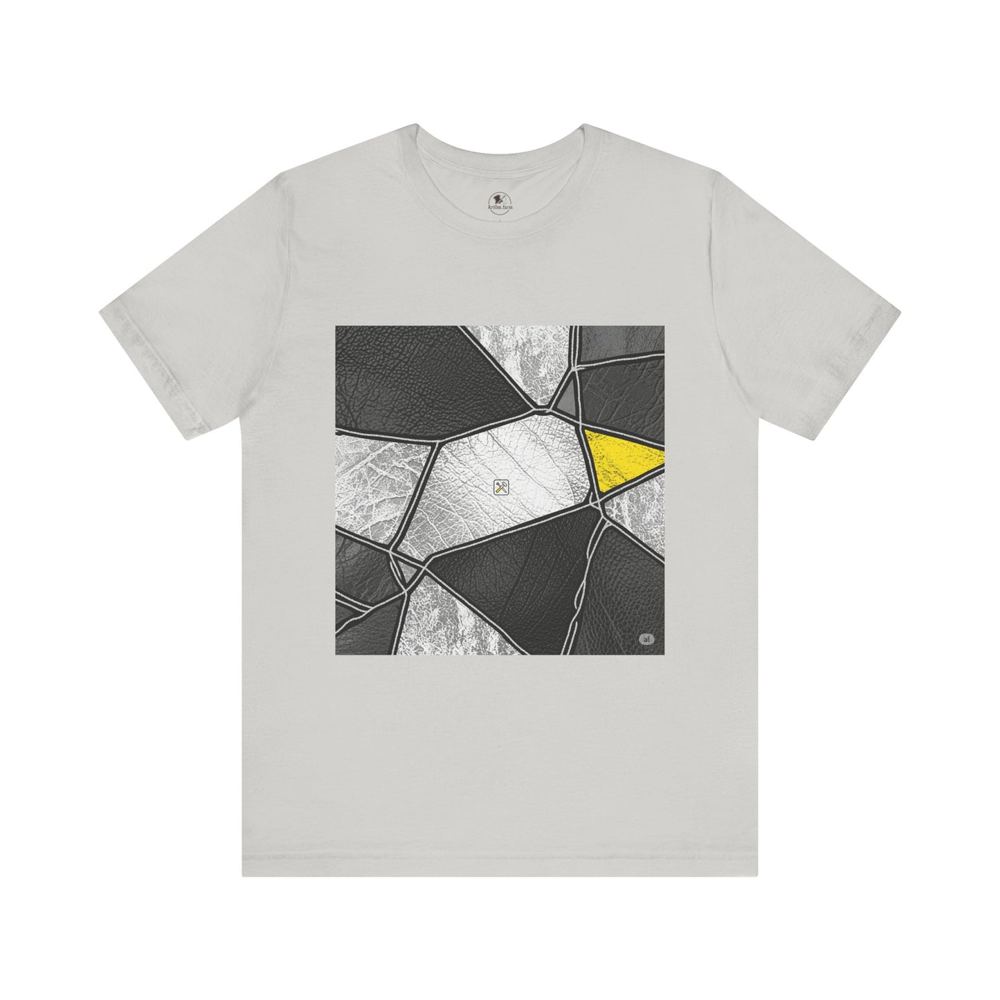 Stylish Geometric Graphic Tee - Modern Art T-Shirt for Casual Wear | Unisex Short Sleeve Shirt, Perfect Gift for Art Lovers and Unique Personal Style - ArtOm_farm™ LEATHER