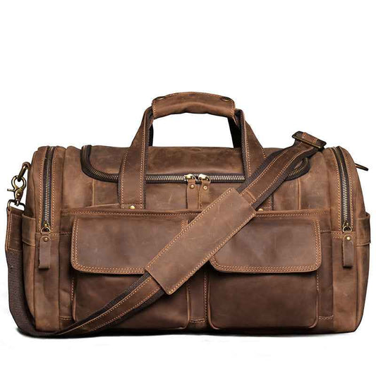 Crazy Horse Leather Travel Bag - Stylish Hand Luggage for Adventurers