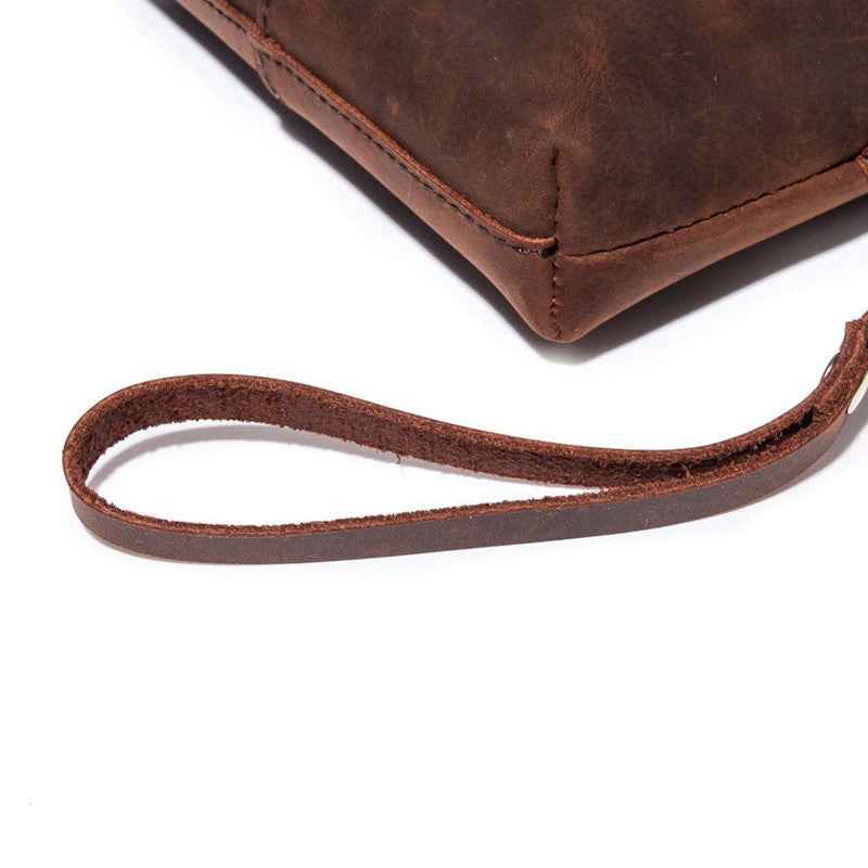 Crazy Horse Leather Clutch Bag - Simple Retro Long Purse for Stylish Elegance