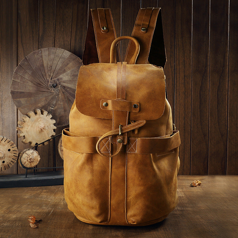 Men's Vintage Leather Backpack for Casual Travel – Crazy Horse Design - ArtOm_farm™ LEATHER