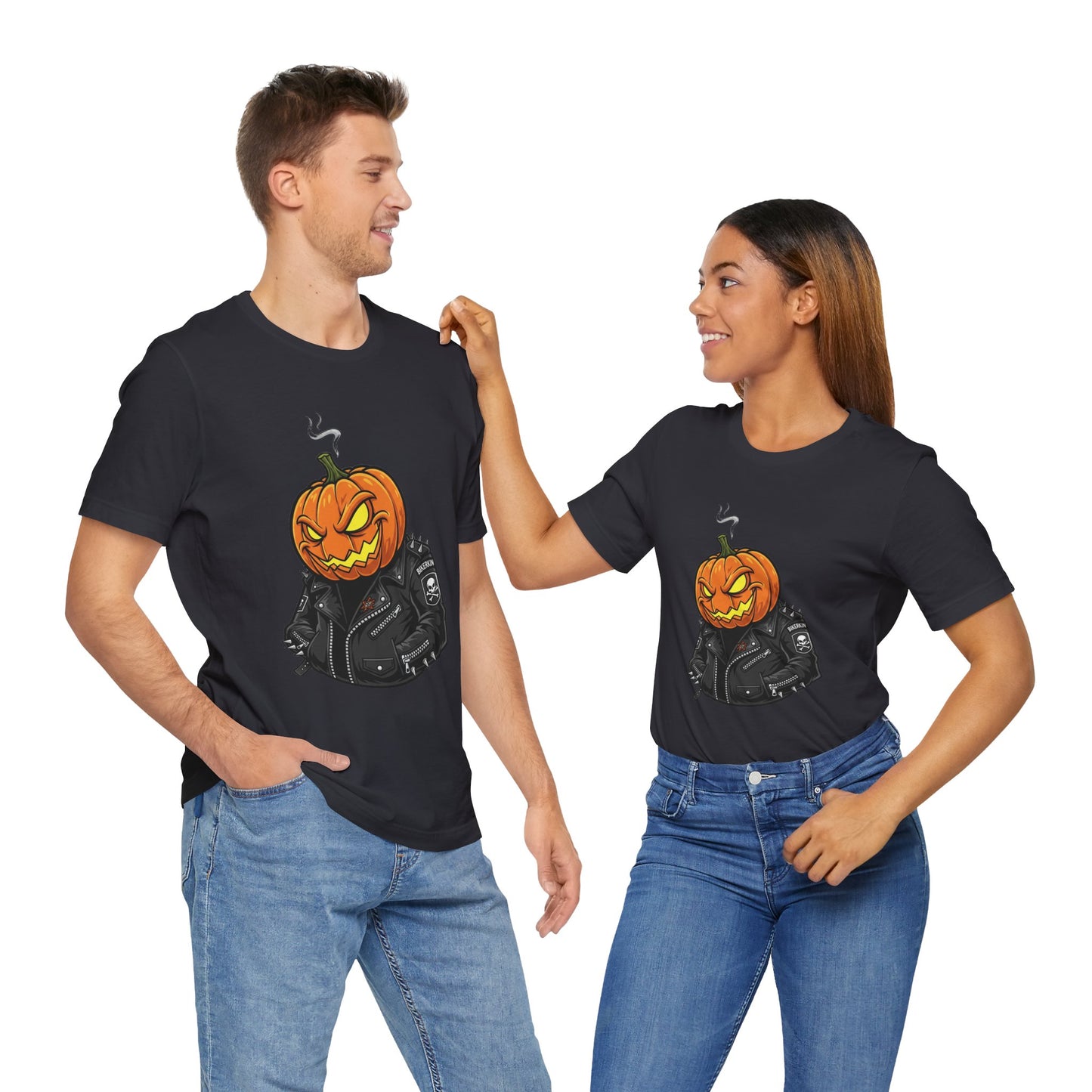 Pumpkin Punk T-Shirt - Edgy Halloween Graphic Tee for Unisex Style at Autumn Parties