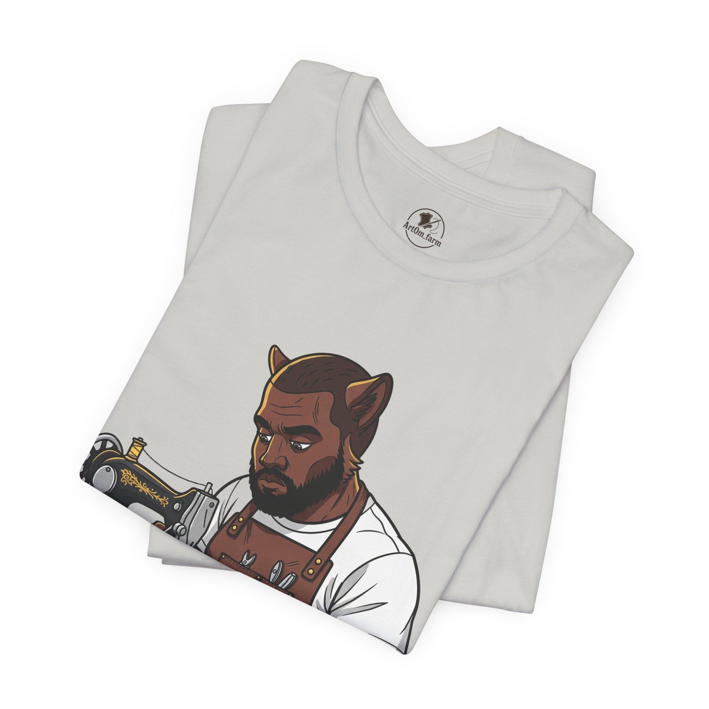Crafty Cat Sewing T-Shirt, Funny Handmade Apparel for Cat Lovers and Creatives - ArtOm_farm™ LEATHER