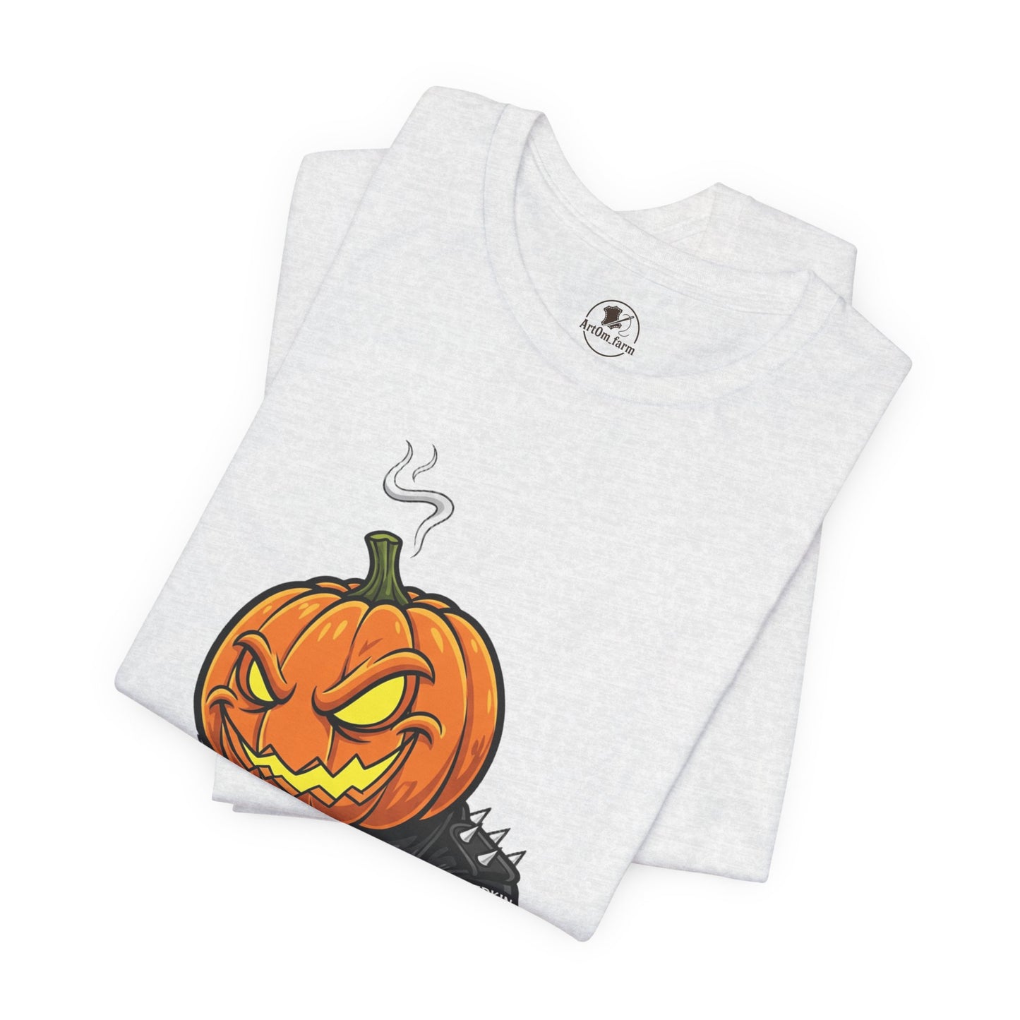Pumpkin Punk T-Shirt - Edgy Halloween Graphic Tee for Unisex Style at Autumn Parties - ArtOm_farm™ LEATHER