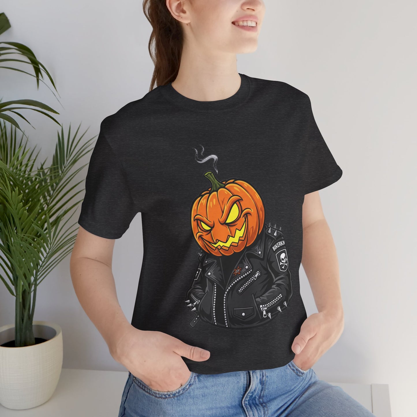 Pumpkin Punk T-Shirt - Edgy Halloween Graphic Tee for Unisex Style at Autumn Parties