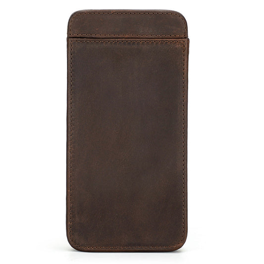 Brown leather phone case on a white background