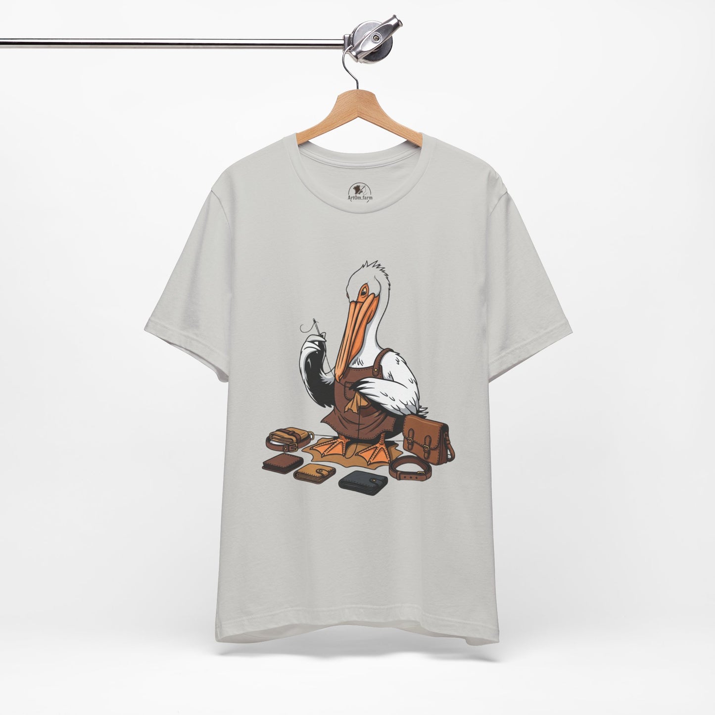 Whimsical Pelican Tee - Fun Beach T-Shirt for Casual Summer Style and Nature Lovers - ArtOm_farm™ LEATHER