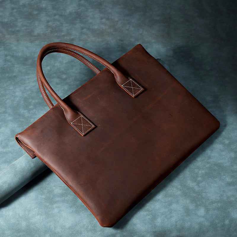 Vintage Leather Laptop Bag Crazy Horse - Stylish and Durable Computer Carrying Solution - ArtOm_farm™ LEATHER