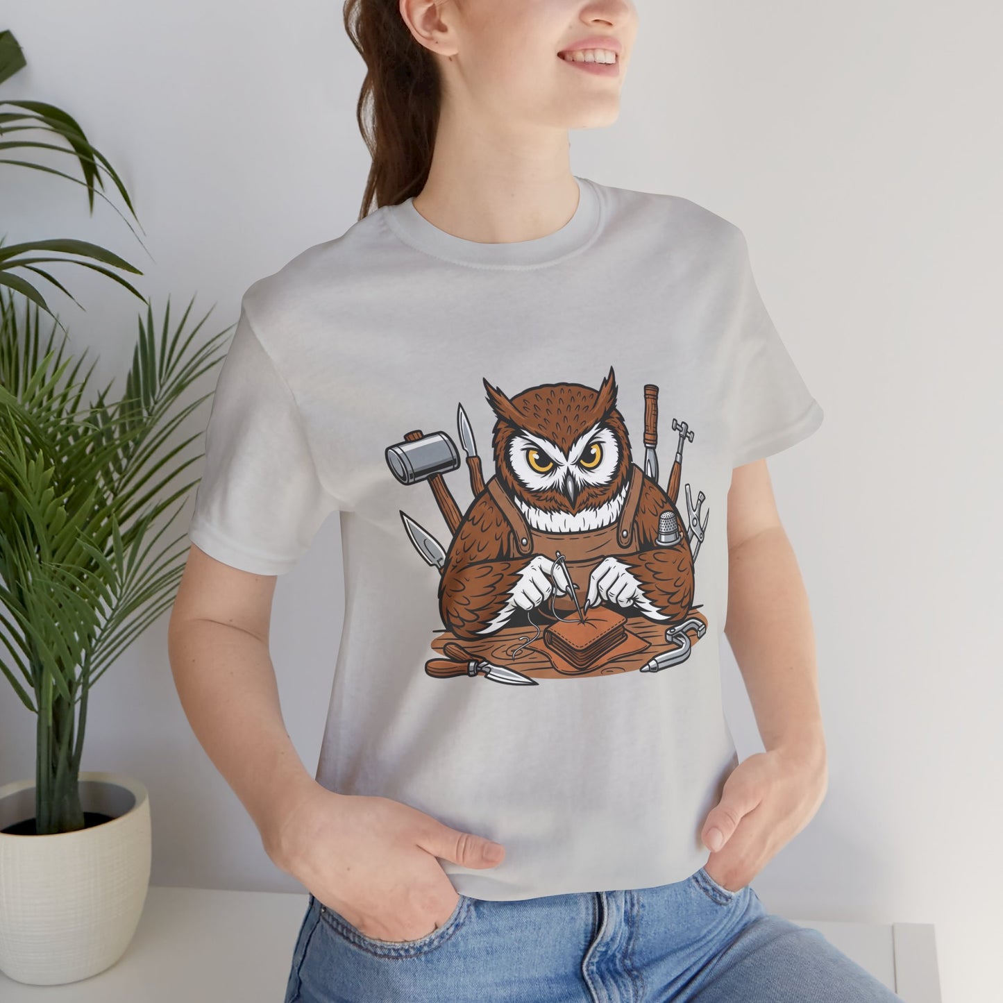 Owl Artisan Tee - Perfect Gift for Craft Lovers and Nature Enthusiasts, Handmade Casual Wear - ArtOm_farm™ LEATHER
