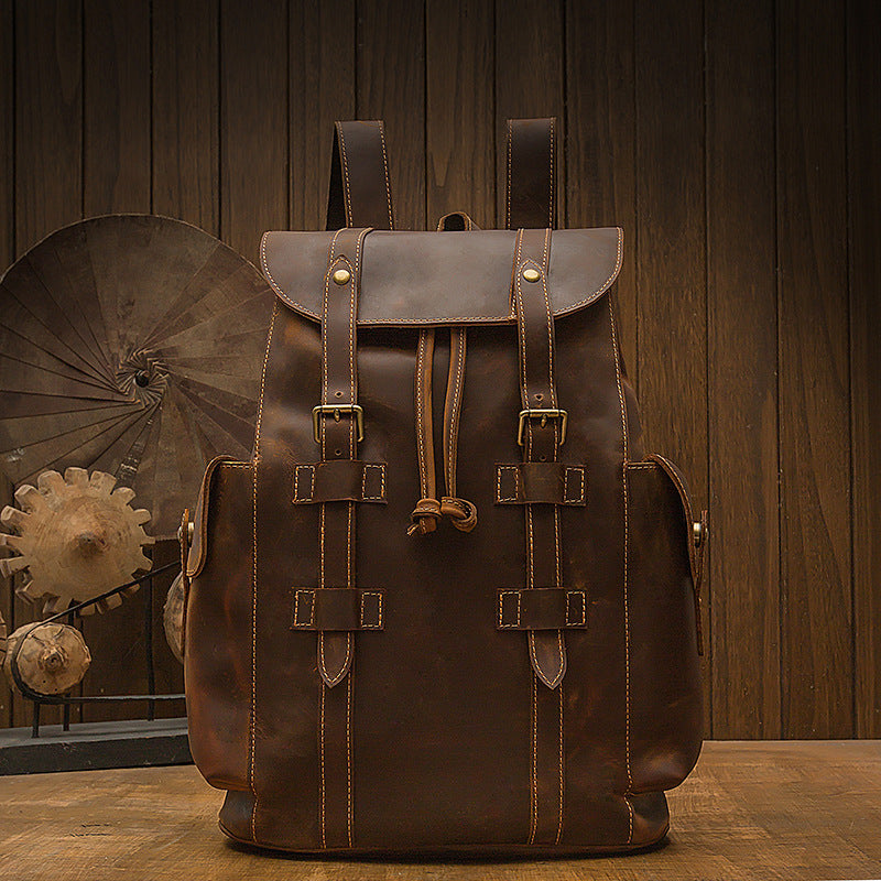 Retro Leather Men's Backpack - Crazy Horse Leather Casual Bag for Men - ArtOm_farm™ LEATHER