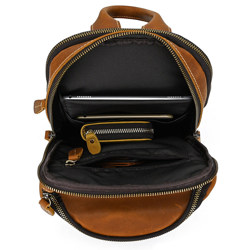Men's Retro Shoulder Bag - Crazy Horse Skin Shoulder Bag - ArtOm_farm™ LEATHER