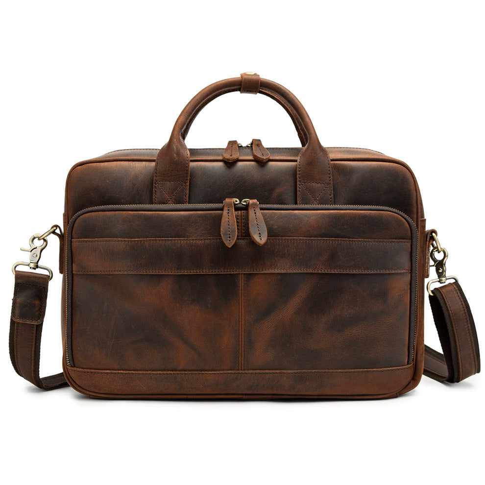 Horse Leather Men's Shoulder Bag - Stylish Leather Laptop Briefcase for Everyday Use - ArtOm_farm™ LEATHER