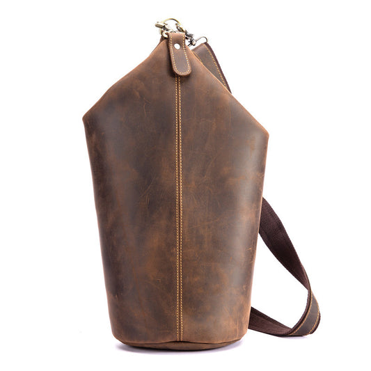 Simple Chest Bag Men's Crazy Horse Leather Retro Distressed - Durable Men’s Leather Chest Bag - ArtOm_farm™ LEATHER