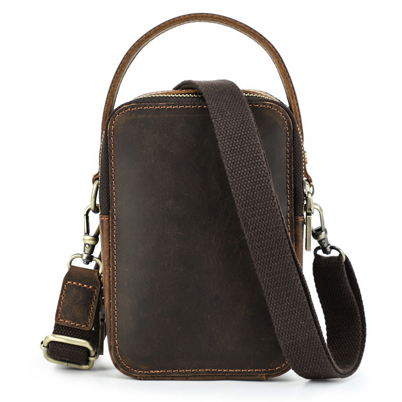 Men's Casual Leather Messenger Bag - Retro Crazy Horse Leather Shoulder Design - ArtOm_farm™ LEATHER