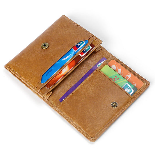Short Leather Card Holder - RFID Multi-Card Slot Crazy Horse Leather - ArtOm_farm™ LEATHER