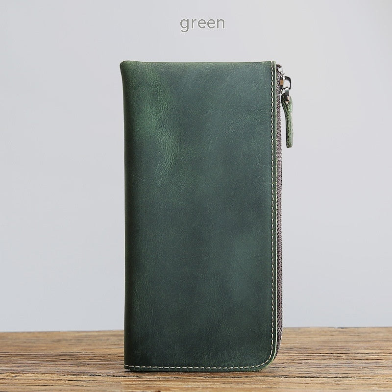 Men's Genuine Leather Wallet Crazy Horse Skin Ultra Thin Handmade Mini Change Wrap Coat Cowhide - ArtOm_farm™ LEATHER