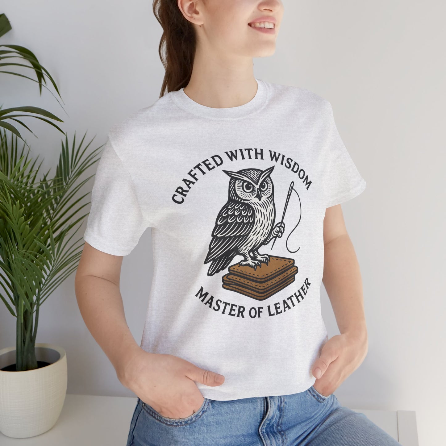 Wise Owl Unisex Tee - Unique Animal Design, Eco-Friendly Apparel for Crafters and Style Enthusiasts - ArtOm_farm™ LEATHER
