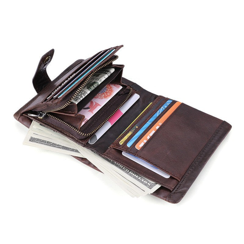 Multi Card Leather Wallet - Retro Crazy Horse Leather Design - ArtOm_farm™ LEATHER