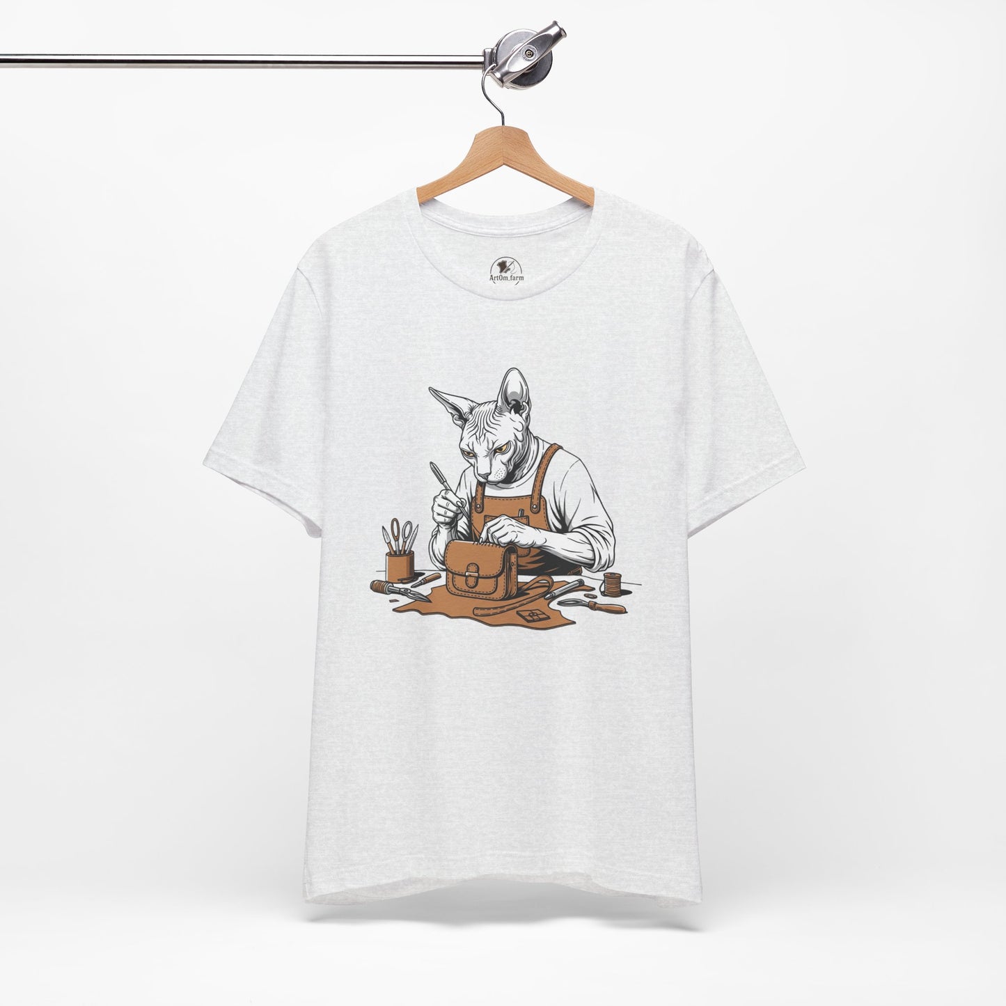 Creative Cat Shirt Unisex Tee, Cute Animal Shirt, Funny Gift for Pet Lovers, Perfect for Art Enthusiasts, Birthday, Casual Wear - ArtOm_farm™ LEATHER