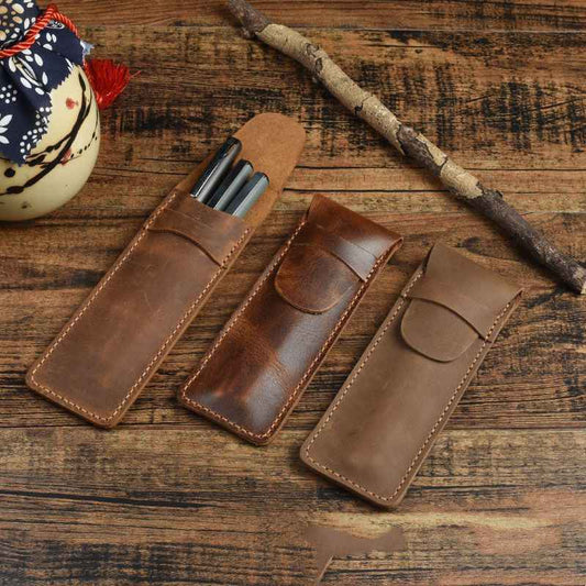 Unisex Retro Leather Pencil Case - Creative Fashion Multifunctional Design