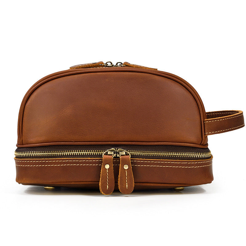 Vintage Leather Toiletry Bag for Men - Crazy Horse Leather Travel Clutch - ArtOm_farm™ LEATHER