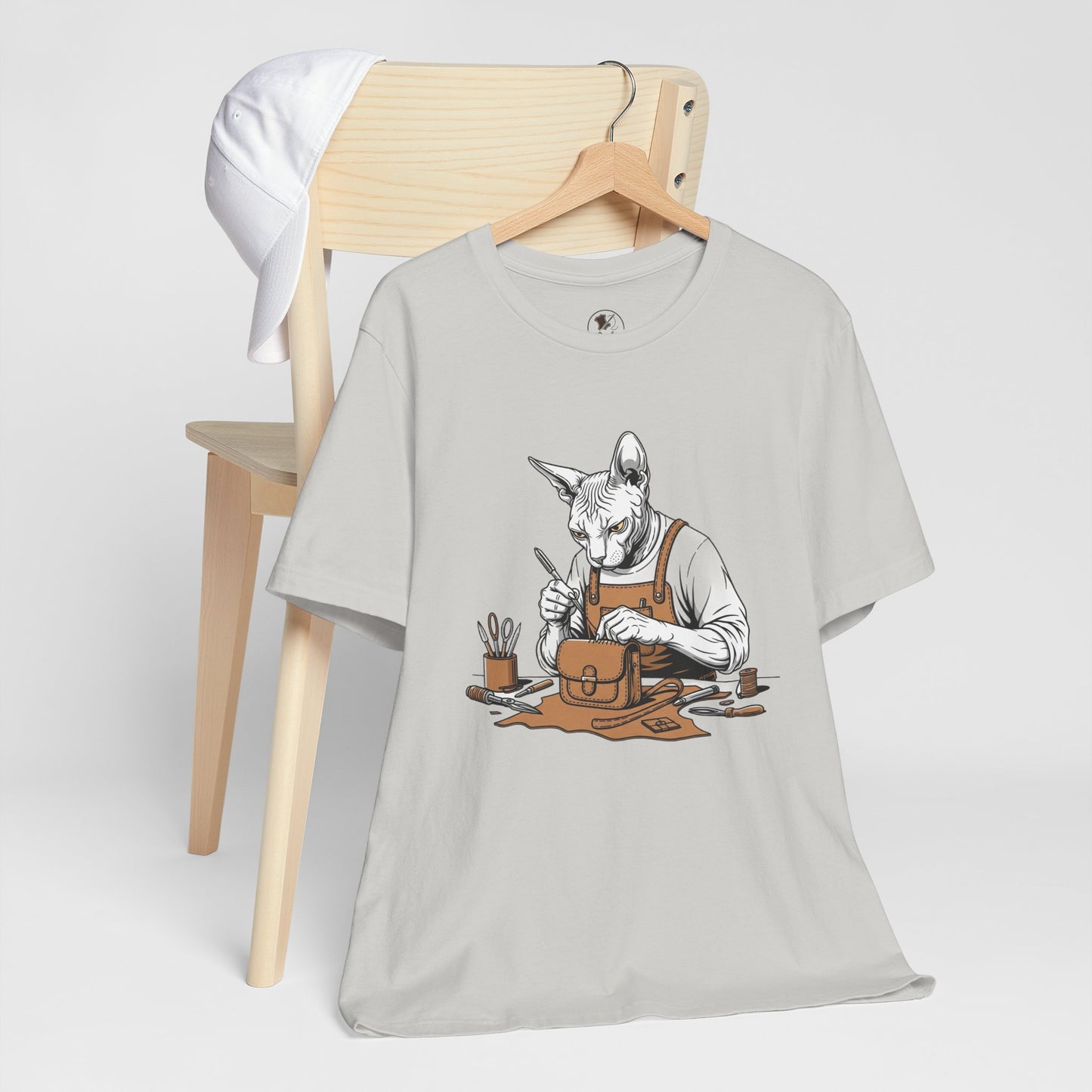 Creative Cat Shirt Unisex Tee, Cute Animal Shirt, Funny Gift for Pet Lovers, Perfect for Art Enthusiasts, Birthday, Casual Wear - ArtOm_farm™ LEATHER