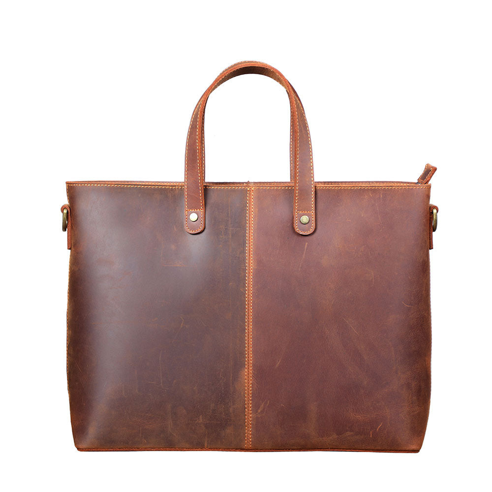 Simple Retro Leather Bag - Portable Crazy Horse Leather Men's Shoulder Messenger Briefcase - ArtOm_farm™ LEATHER