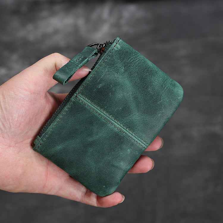 Men's Retro Leather Coin Purse in Crazy Horse Leather